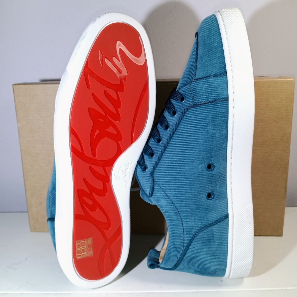 NEW CHRISTIAN LOUBOUTIN RANTULOW ORLATO FLAT BLUE SZ 42 / 9 - Picture 10 of 16